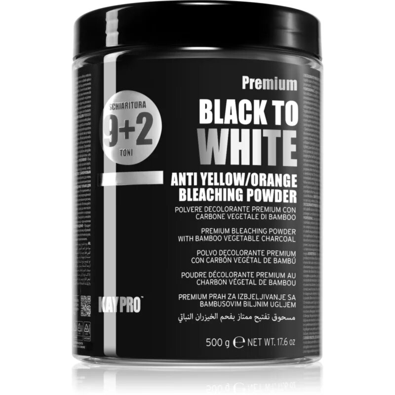 Kaypro Black To White Anti Yellow/Orange Bleaching Powder élénkítő púder hajra professzionális használatra 500 g