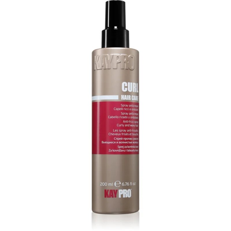 Kaypro Curl Hair Care Anti-Frizz Spray leöblítést nem igénylő ápolás a hullámos és göndör hajra 200 ml