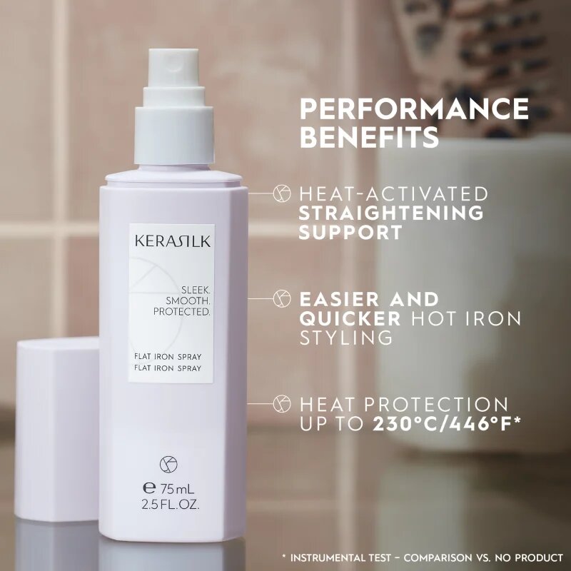 KERASILK Styling Flat Iron Spray hővédő spray hajsütővassal és hajvasalóval kezelt hajra 75 ml