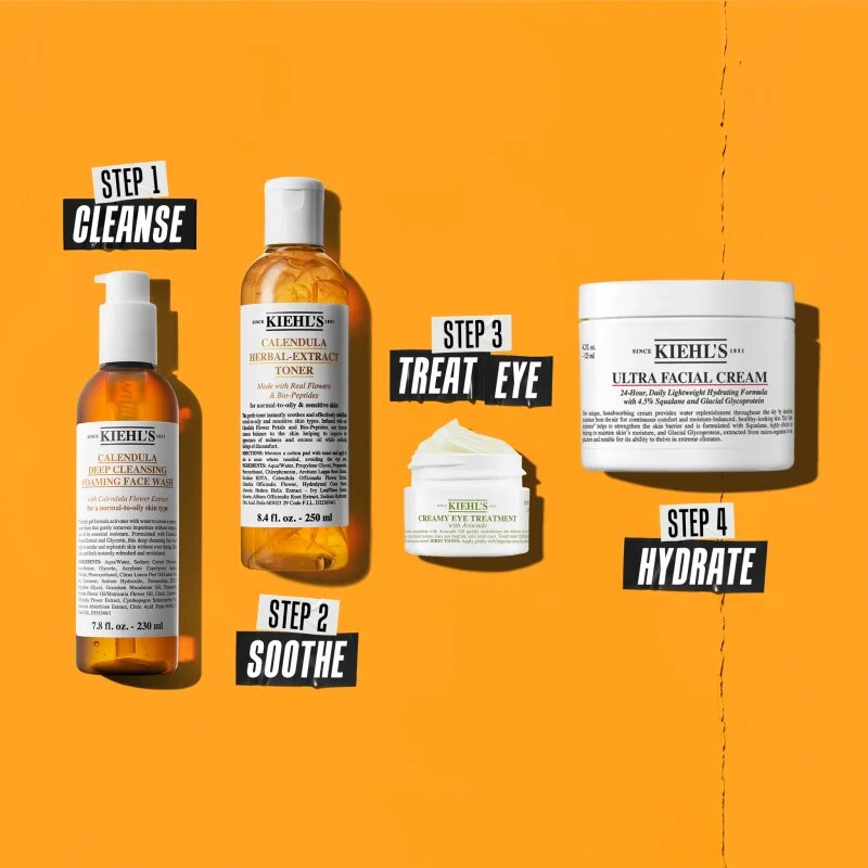 Kiehl's Calendula Serum-Infused Water Cream könnyű hidratáló nappali krém minden bőrtípusra beleértve az érzékeny bőrt is 50 ml