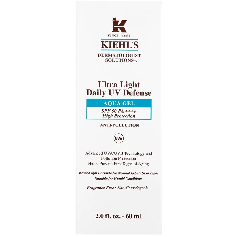 Kiehl's Dermatologist Solutions Ultra Light Daily UV Defense Aqua Gel SPF 50 PA++++ ultrakönnyű védő fluid minden bőrtípusra beleértve az érzékeny bő