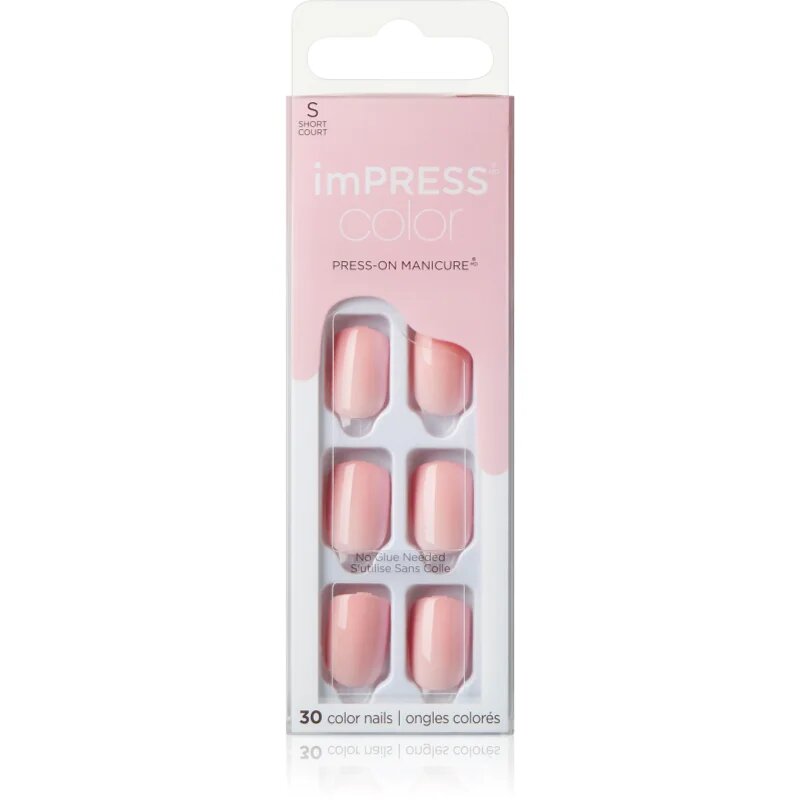 KISS imPRESS Color Short műköröm öntapadós Pick Me Pink 30 db