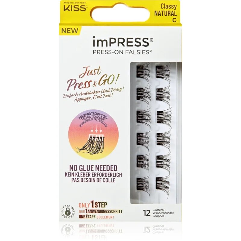 KISS imPRESS Just Press & GO ! Csomómentes elválasztott szempillák Classy Natural 12 db