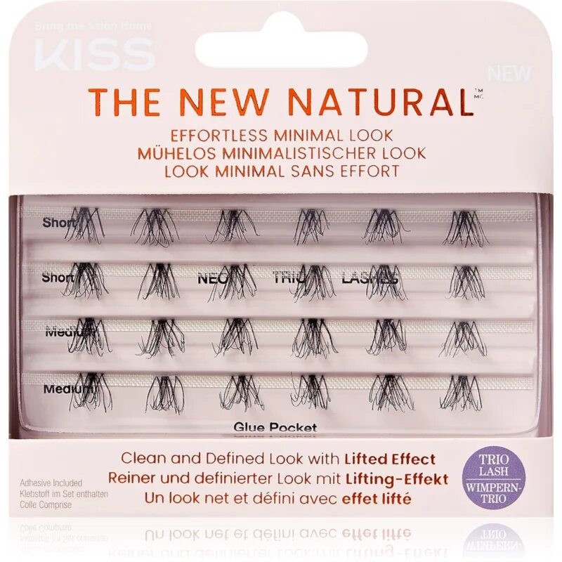 KISS The New Natural Effortless Minimal Look Csomómentes elválasztott szempillák Trio 01 24 db
