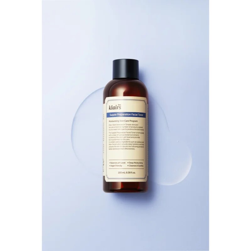 Klairs Supple Preparation Facial Toner hidratáló tonik a bőr pH-értékének kiegyensúlyozására 180 ml