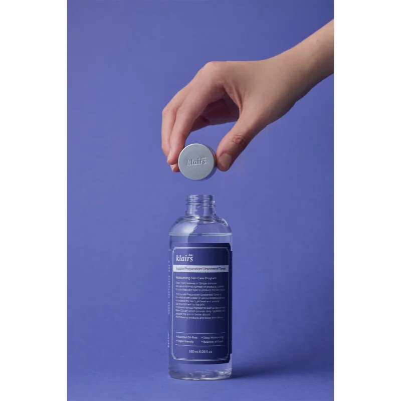 Klairs Supple Preparation Unscented Toner hidratáló tonik a bőr pH-értékének kiegyensúlyozására parfümmentes 180 ml