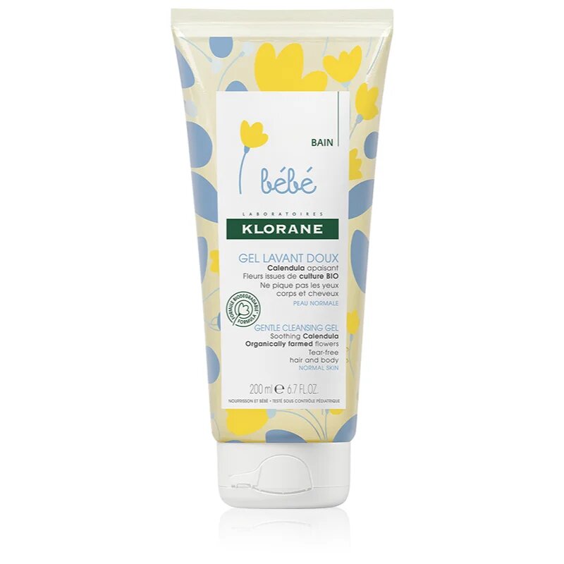 Klorane Bébé Calendula gyengéd tisztító gél gyermekeknek születéstől kezdődően pumpás 200 ml