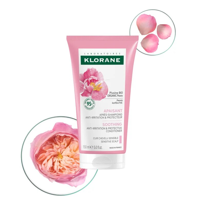 Klorane Peony Soothing Sensitive Hair Scalp Conditioner hajbalzsam érzékeny fejbőrre 150 ml