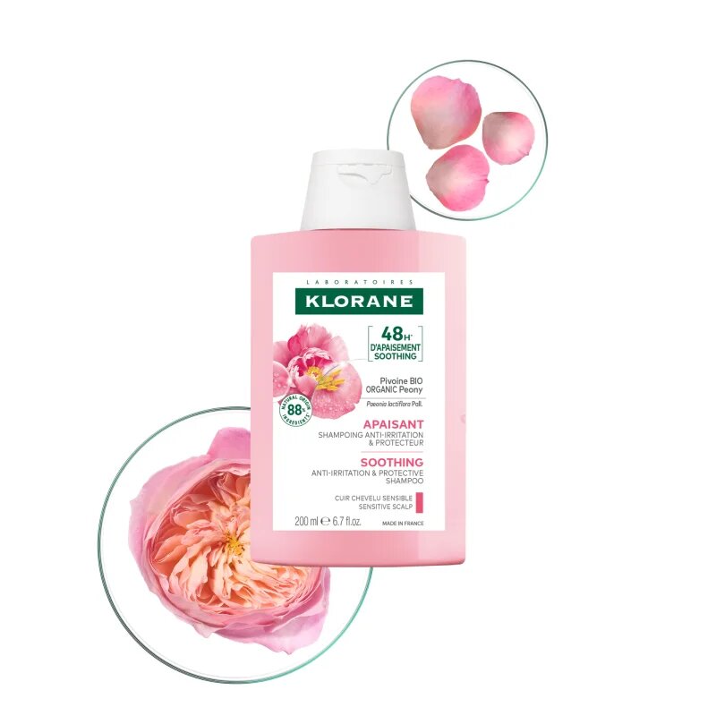 Klorane Peony Soothing Sensitive Hair Scalp Shampoo sampon érzékeny fejbőrre 200 ml