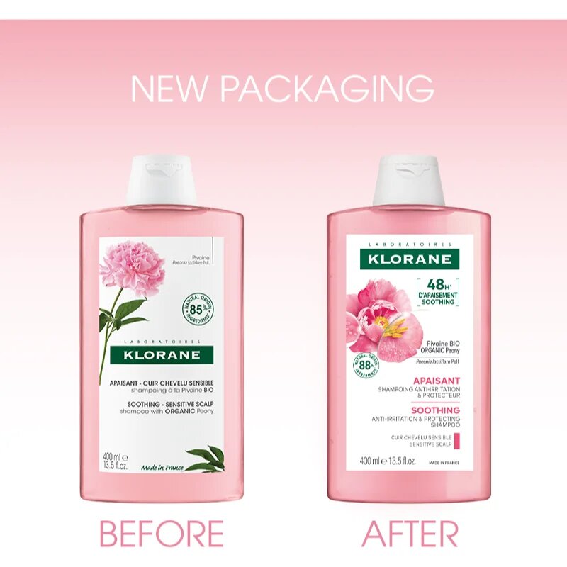 Klorane Peony Soothing Sensitive Hair Scalp Shampoo sampon érzékeny fejbőrre 400 ml