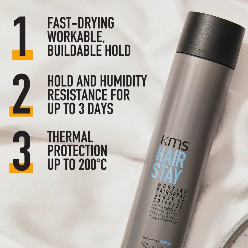 KMS Hair Stay Working Hairspray hajlakk meleg által károsult haj 75 ml