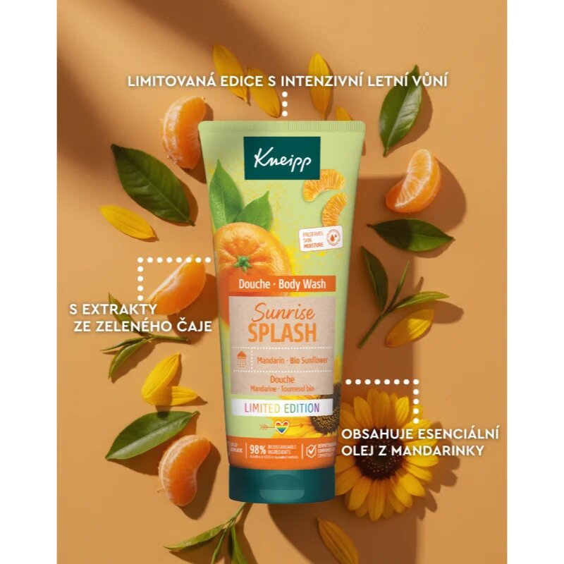Kneipp Sunrise Splash tusfürdő gél Mandarin & Bio Sunflower 200 ml