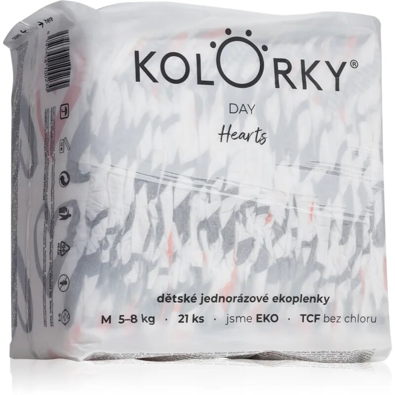Kolorky Day Hearts eldobható pelenkák M méret 5-8 Kg 21 db