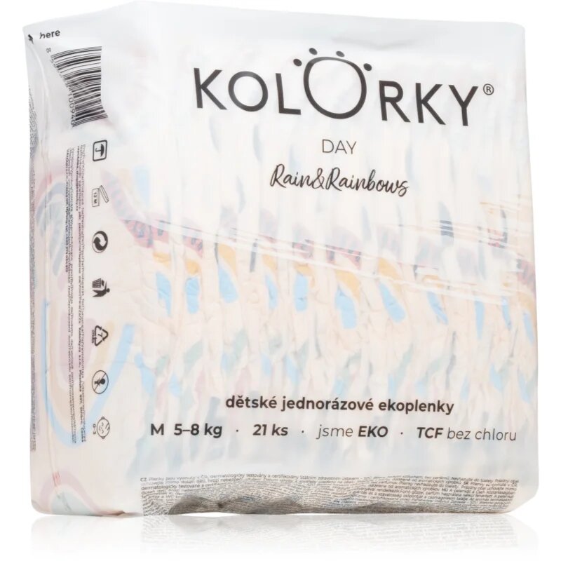 Kolorky Day Rain&Rainbow eldobható ÖKO pelenkák M méret 5-8 Kg 21 db