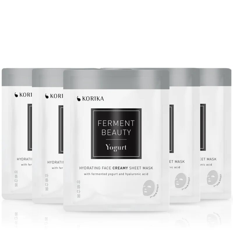 KORIKA FermentBeauty Set of 5 Hydrating Face Sheet Masks with Fermented Yogurt and Hyaluronic Acid arcmaszk szett kedvezményes áron