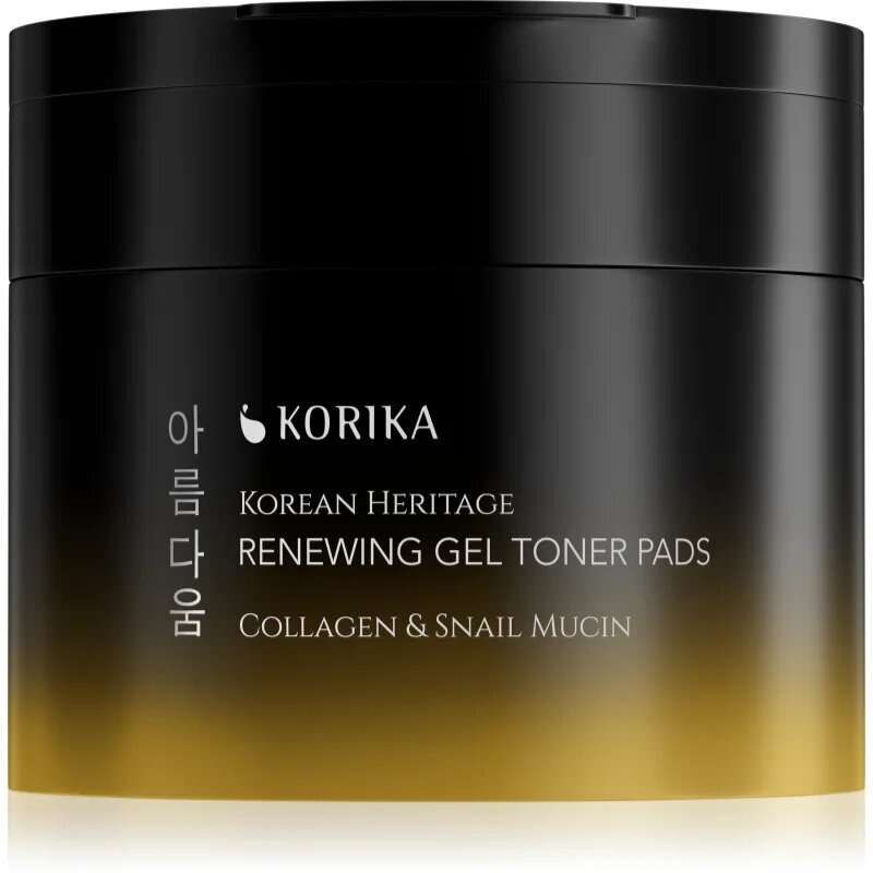 KORIKA Korean Heritage Collagen & Snail Mucin Renewing Gel Toner Pads megújító géles tonizáló vattakorongok 70 db