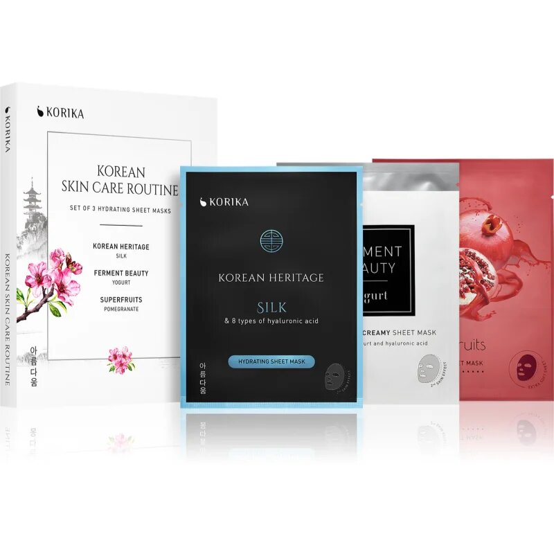 KORIKA KOREAN SKIN CARE ROUTINE SET OF 3 HYDRATING SHEET MASKS szett hidratáló hatással