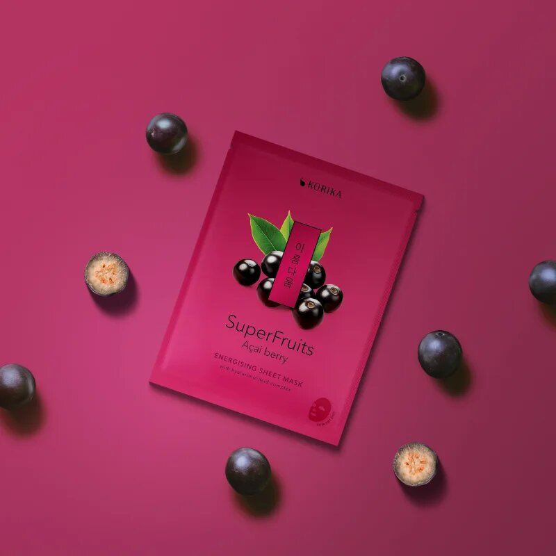 KORIKA SuperFruits Acai Berry - Anti-pollution Sheet Mask arcmaszk méregtelenítő hatással 25 g