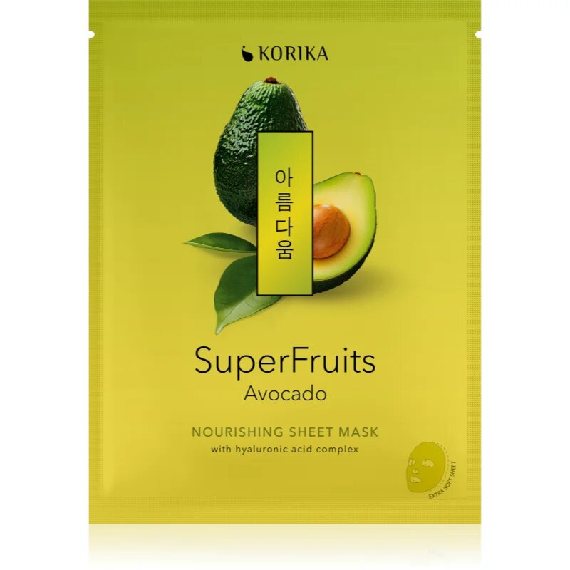 KORIKA SuperFruits Avocado - Nourishing Sheet Mask tápláló gézmaszk 25 g