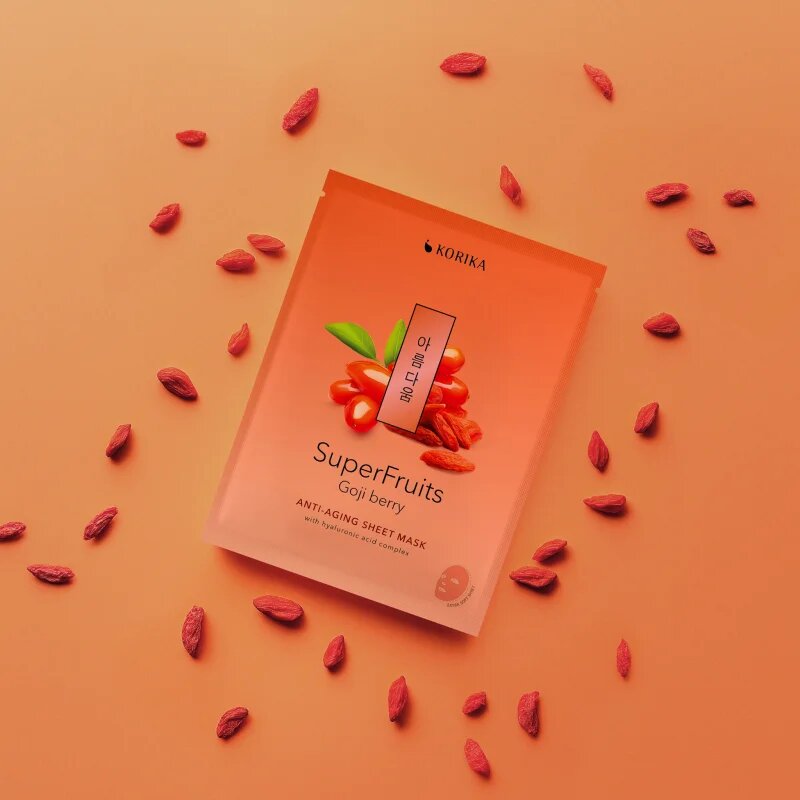 KORIKA SuperFruits Goji Berry - Anti-aging Sheet Mask fiatalító arcmaszk 25 g