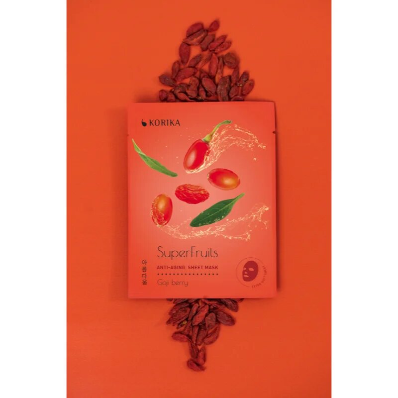 KORIKA SuperFruits Goji Berry - Set of 5 Anti-aging Face Sheet Masks arcmaszk szett kedvezményes áron fiatalító hatással Goji berry