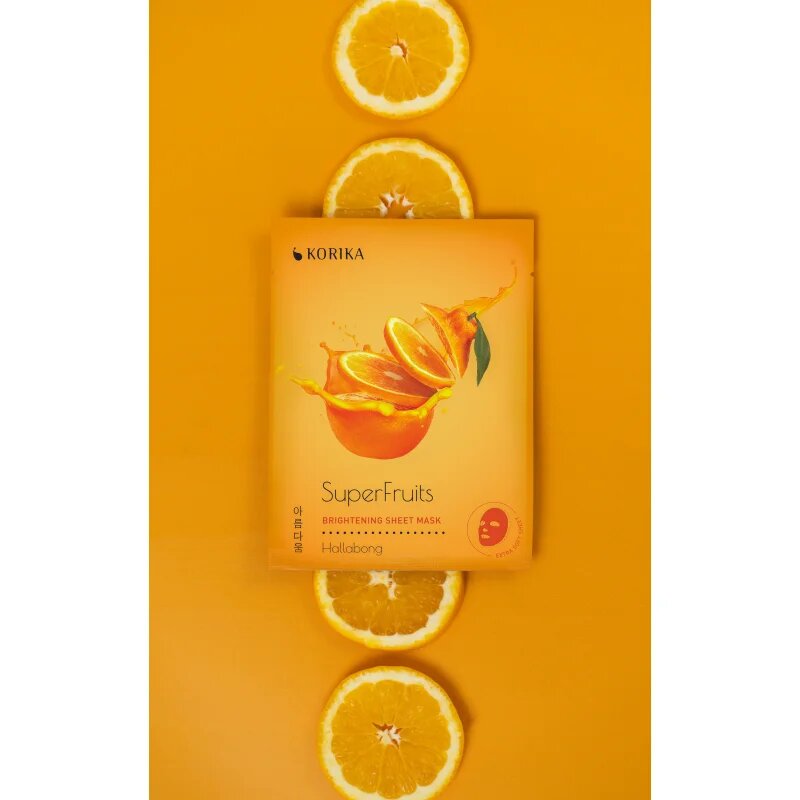 KORIKA SuperFruits Hallabong - Set of 5 Brightening Face Sheet Masks arcmaszk szett kedvezményes áron az élénk bőrért Hallabong