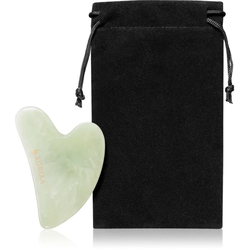 KORIKA Tools Gua Sha Green Jade Stone masszázs szegédeszköz az arcra 1 db