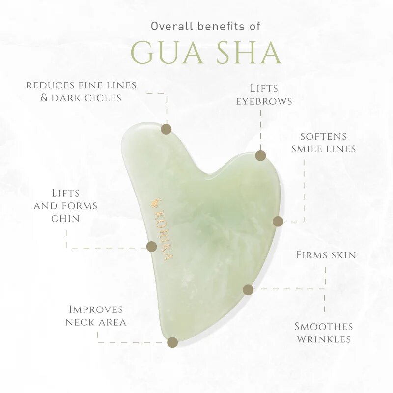 KORIKA Tools Gua Sha Green Jade Stone masszázs szegédeszköz az arcra 1 db