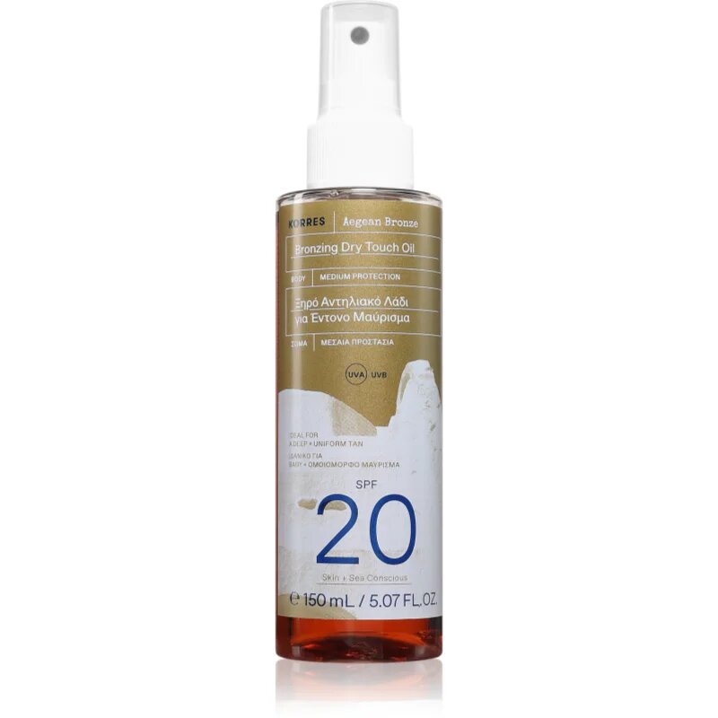 Korres Aegean Bronze száraz olaj a napbarnított bőr kiemelésére SPF 20 150 ml