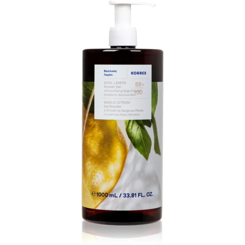 Korres Basil Lemon felfrissítő tusfürdő gél 1000 ml