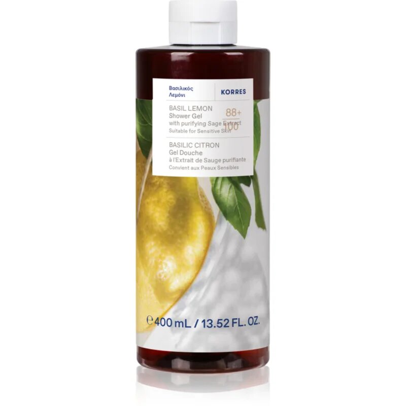 Korres Basil Lemon felfrissítő tusfürdő gél 400 ml