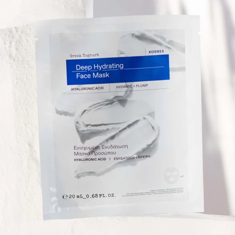 Korres Greek Yoghurt Hydration Recharge Sheet Mask mélyhidratáló és tápláló arcmaszk 20 ml