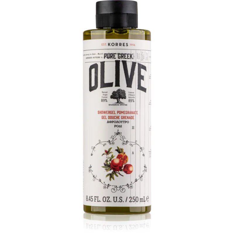 Korres Pure Greek Olive & Pomegranate energizáló tusfürdő gél 250 ml