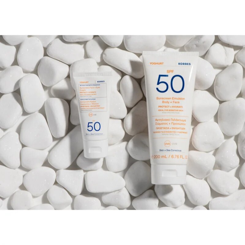 Korres Yoghurt Sunscreen védőkrém az arcra és a szem környékére SPF 50 50 ml