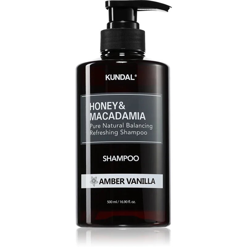 KUNDAL Honey & Macadamia Amber Vanilla természetes sampon száraz és sérült hajra 500 ml