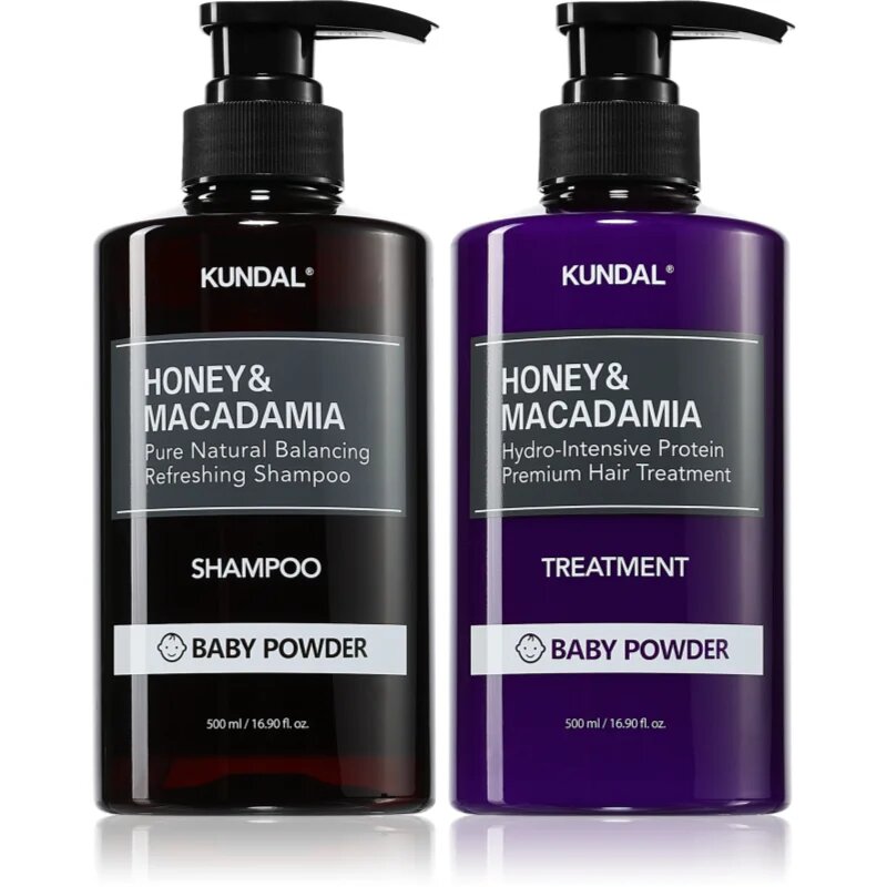 KUNDAL Honey & Macadamia Baby Powder szett száraz és sérült hajra
