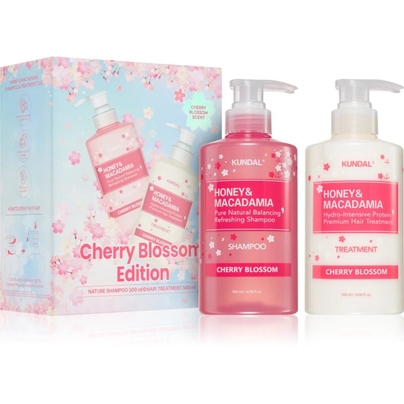 KUNDAL Honey & Macadamia Cherry Blossom Edition ajándékszett hajra