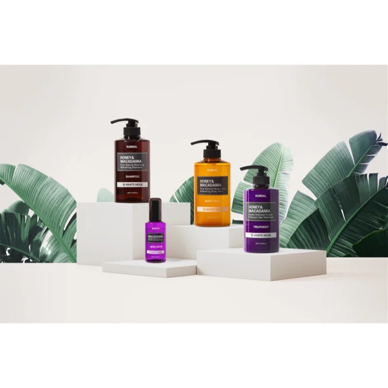 KUNDAL Honey & Macadamia White Musk intenzív hidratáló koncentrátum száraz és sérült hajra 500 ml