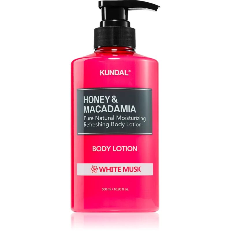 KUNDAL Honey & Macadamia White Musk tápláló testápoló krém hidratáló hatással 500 ml