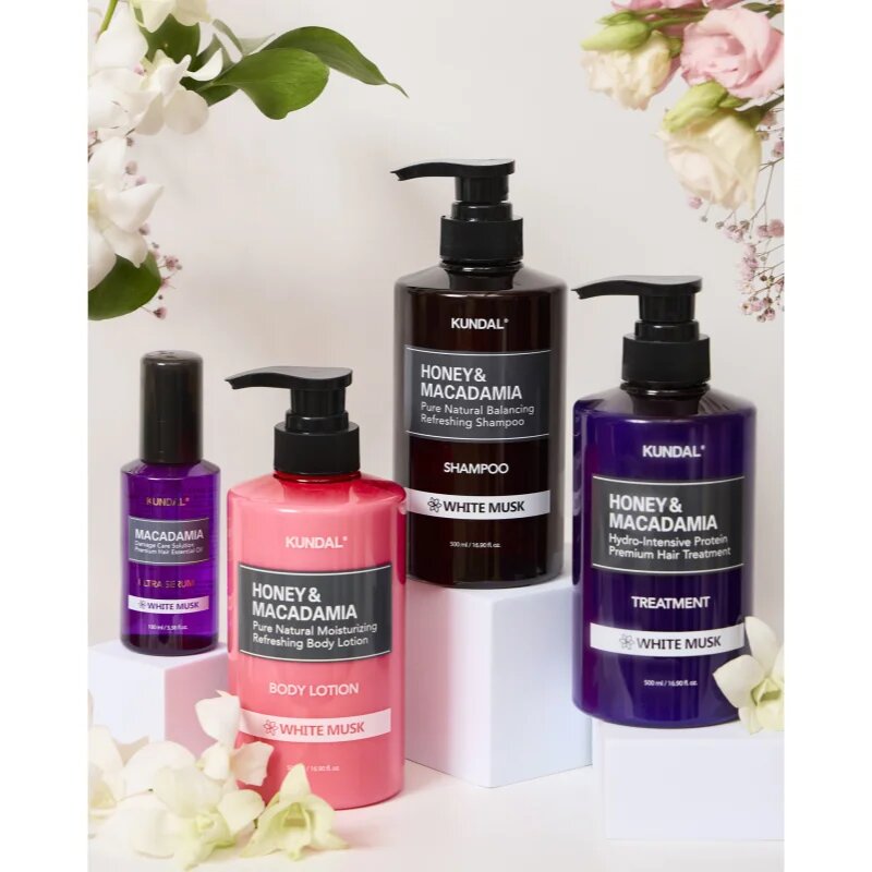 KUNDAL Honey & Macadamia White Musk tápláló testápoló krém hidratáló hatással 500 ml