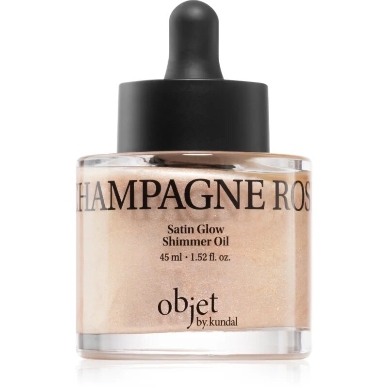 KUNDAL Objet Satin Glow Shimmer Oil csillogó olaj hidratáló hatással árnyalat Sparkling Wine Rose 45 ml