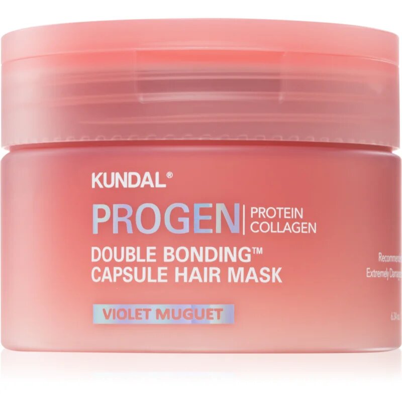 KUNDAL Progen Double Bonding Capsule Hair Mask helyreállító hajpakolás töredezett károsult hajra illattal Violet Muguet 180 g