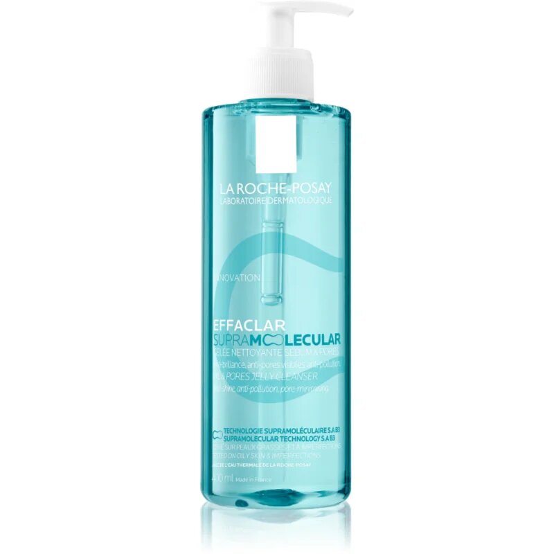 La Roche-Posay Effaclar Supramolecular tisztító gél a fénylő arcbőr és a kitágult pórusok ellen 400 ml