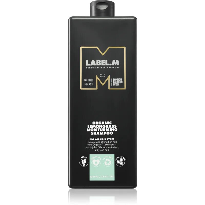label.m Lemongrass Moisturising Shampoo hidratáló sampon citrommal és citromfűvel 1000 ml