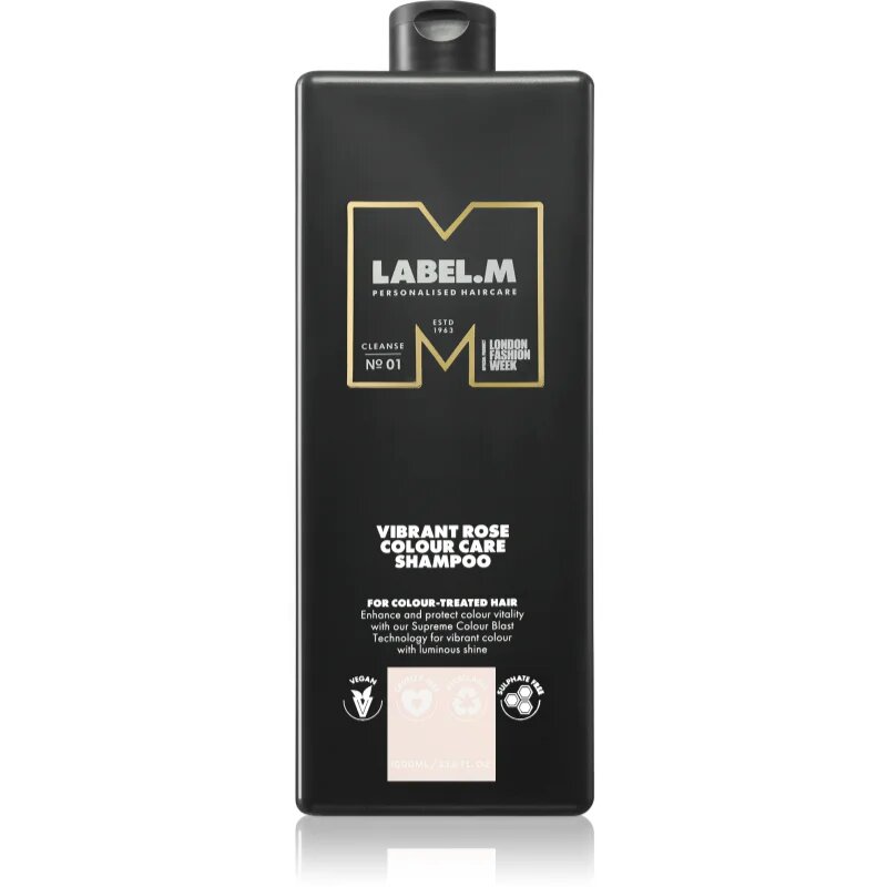 label.m Vibrant Rose Colour Care Shampoo hidratáló sampon festett vagy melírozott hajra 1000 ml