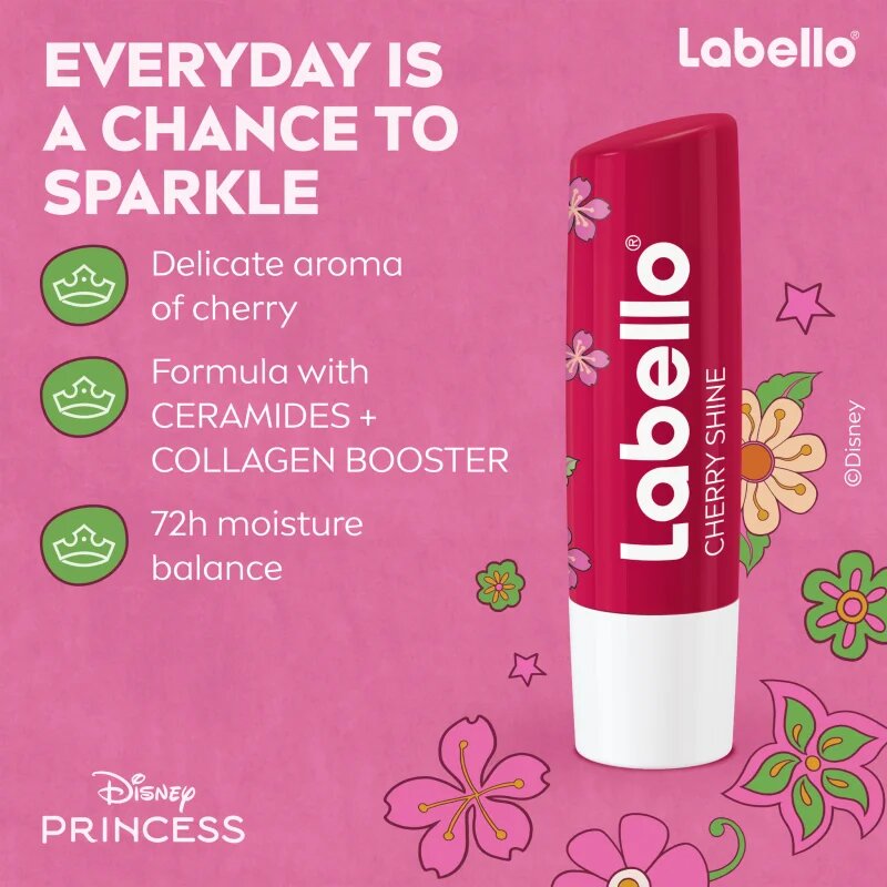 Labello Disney Princess Cherry Shine hidratáló ajakbalzsam 4.8 g