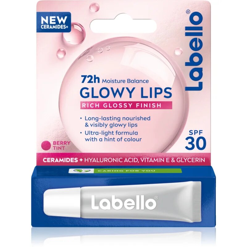 Labello Glowy Lips Berry tonizáló ajakbalzsam hialuronsavval SPF 30 10 ml