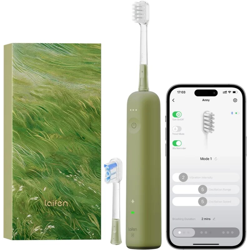 Laifen Wave Special elektromos fogkefe + 2 tartalékfej Green 1 db