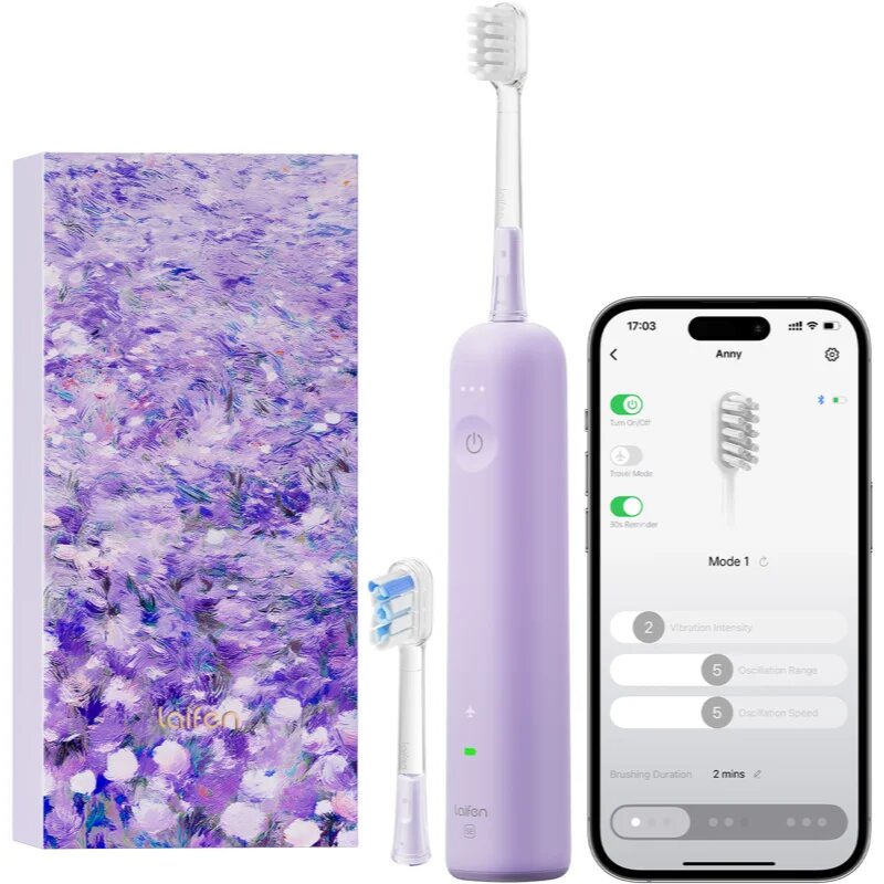 Laifen Wave Special elektromos fogkefe + 2 tartalékfej Purple 1 db