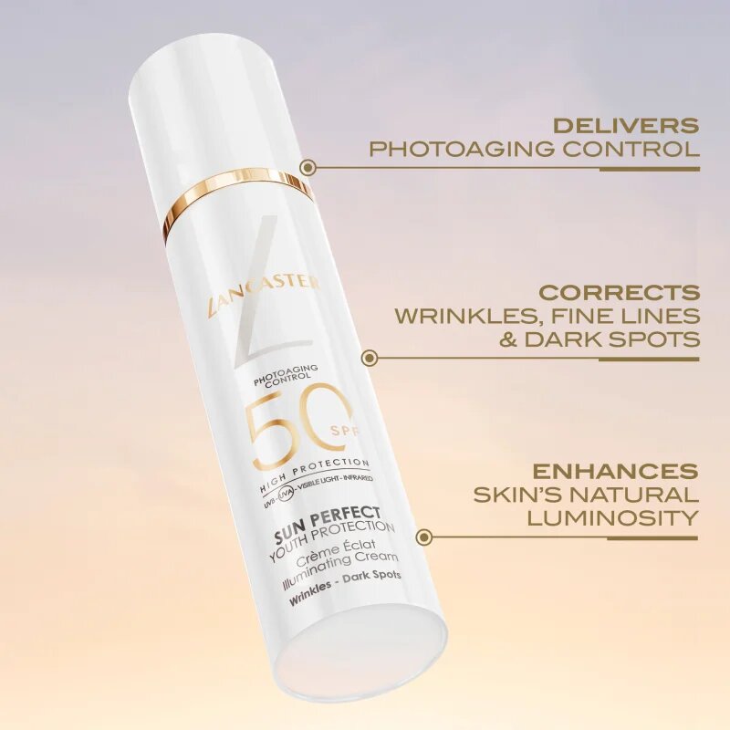 Lancaster Sun Perfect Sun Illuminating Cream SPF 50 élénkítő nappali krém a ráncok és a sötét foltok ellen SPF 50 50 ml